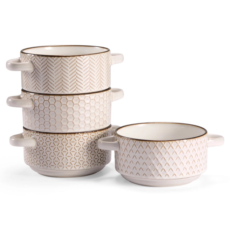 Kook Ceramic Soup Bowls with Handles Set of 4