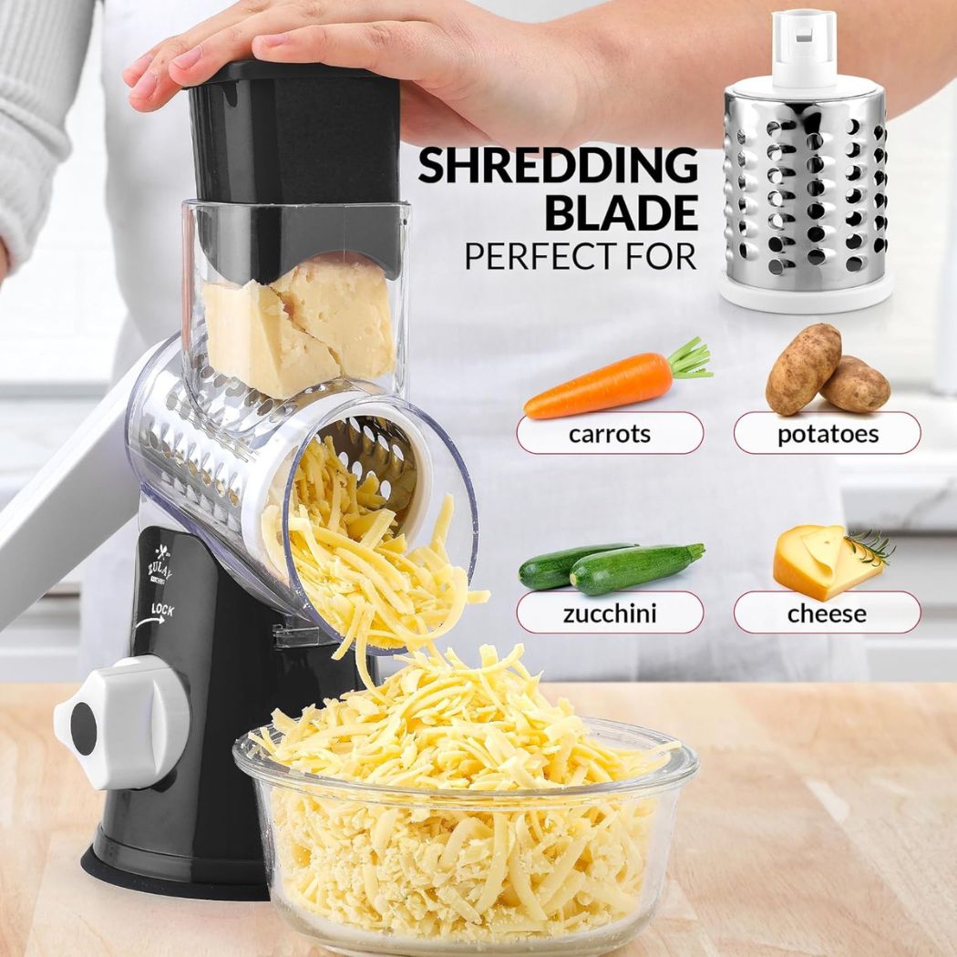 Cheese Grater Hand Crank with 3 Replaceable Blades