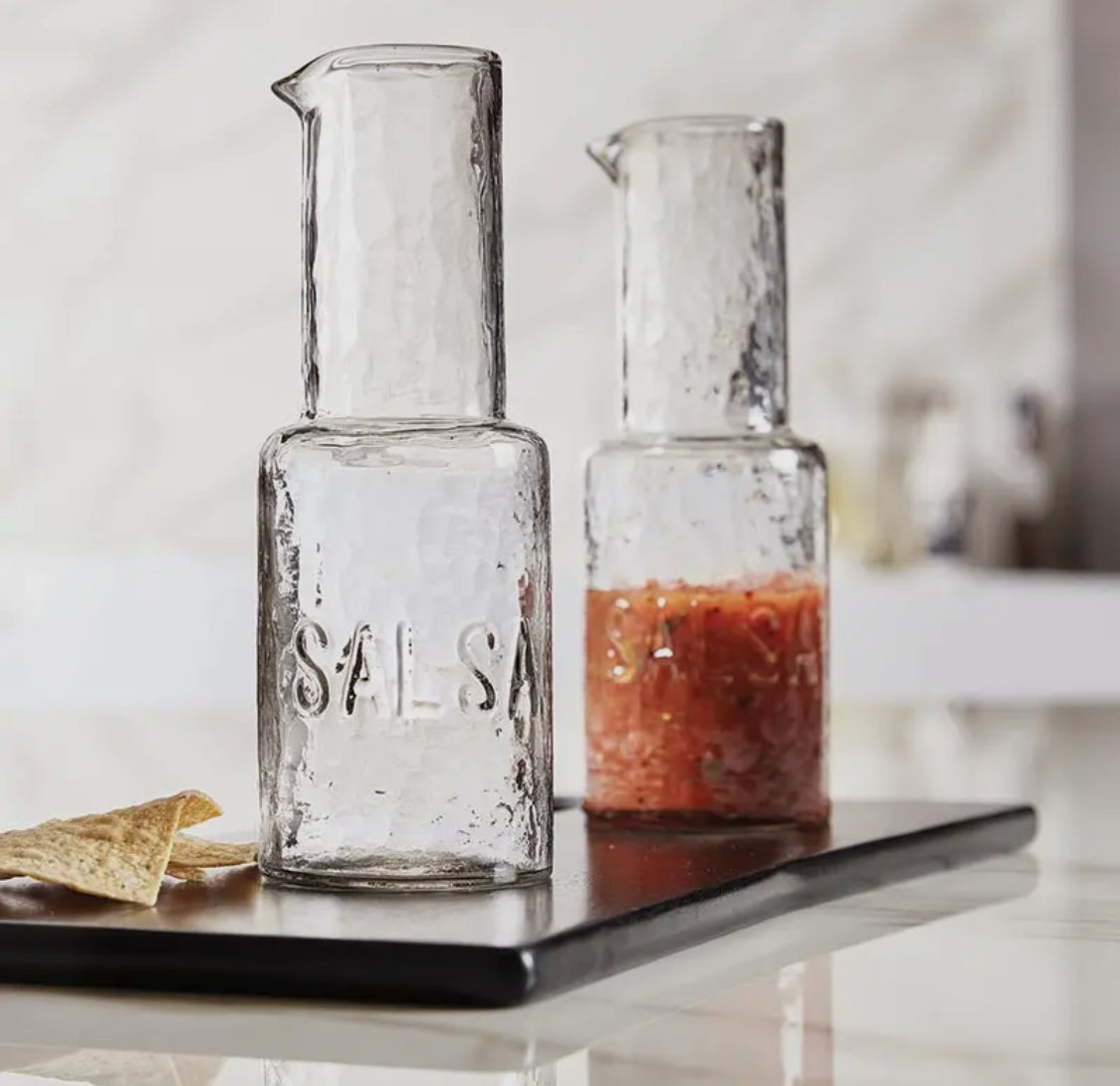 EMBOSSED GLASS SALSA CARAFE