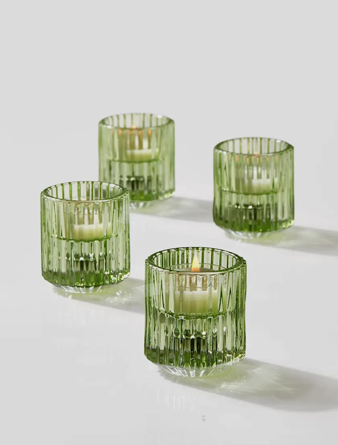 PLEATED GLASS CANDLE HOLDERS
