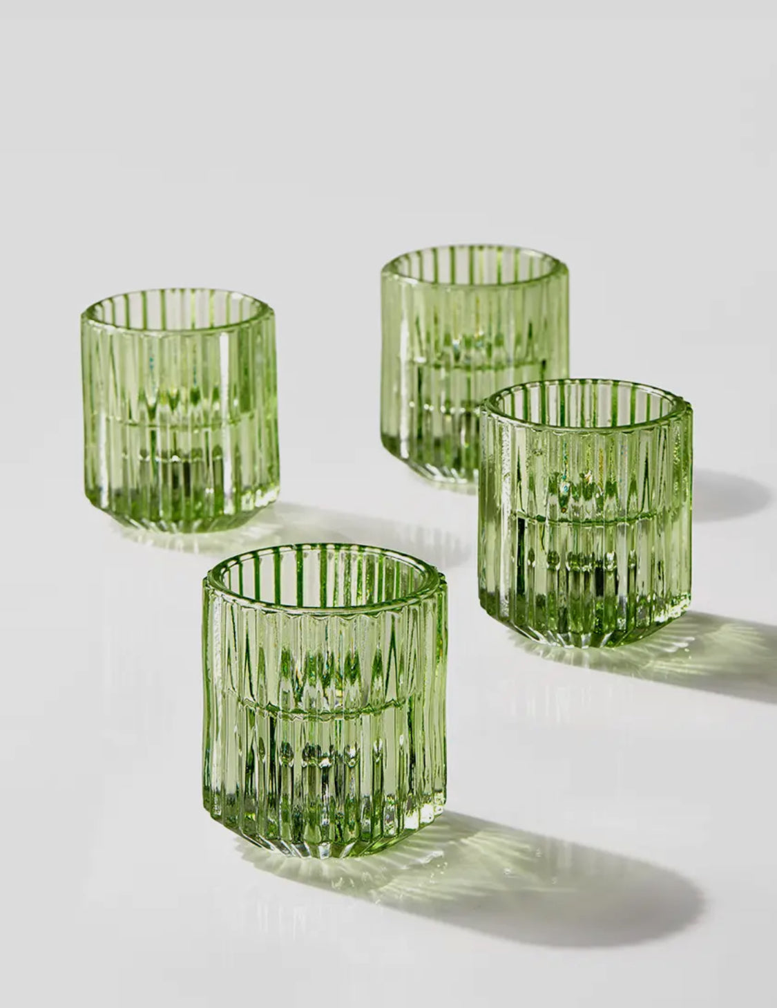 PLEATED GLASS CANDLE HOLDERS