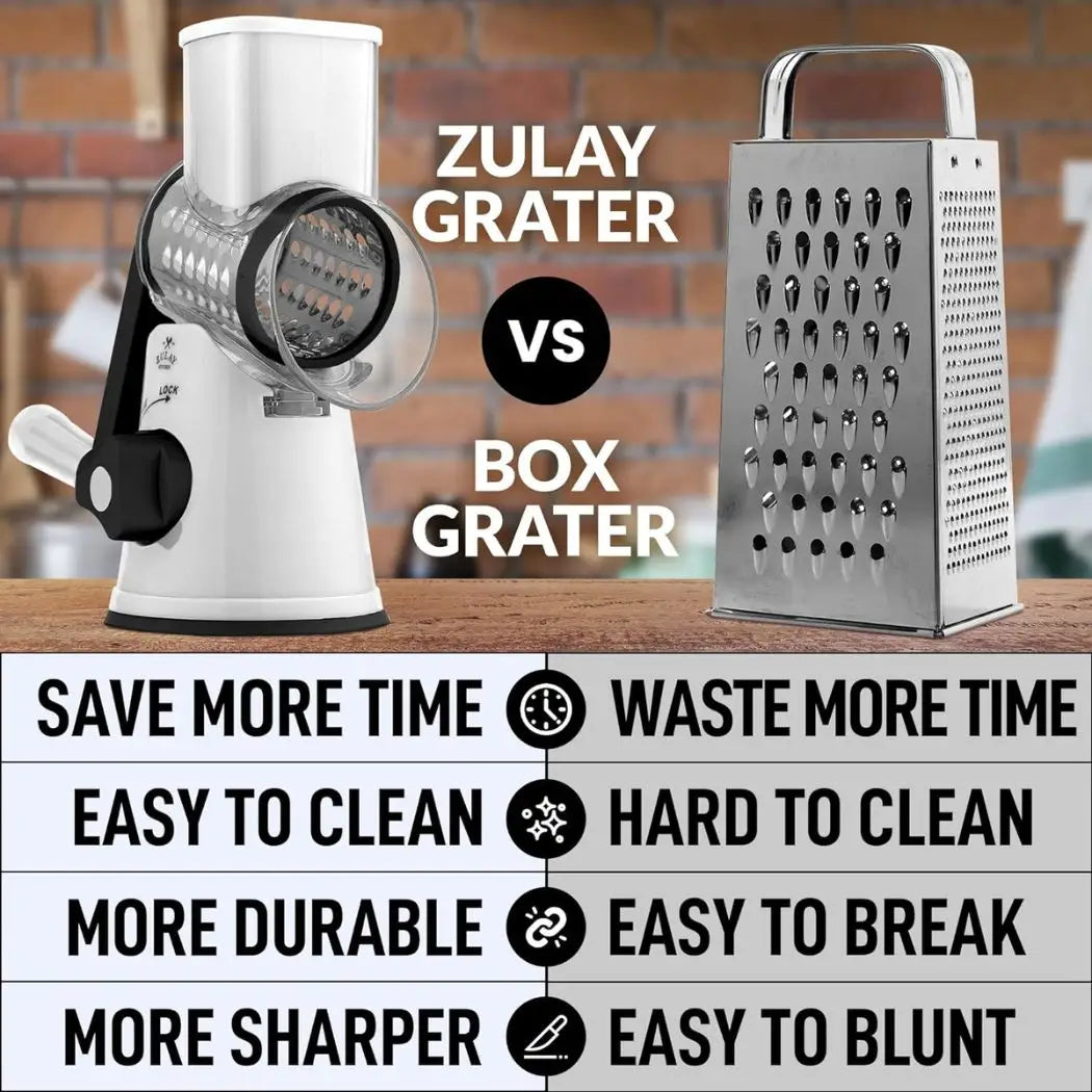 Cheese Grater Hand Crank with 3 Replaceable Blades