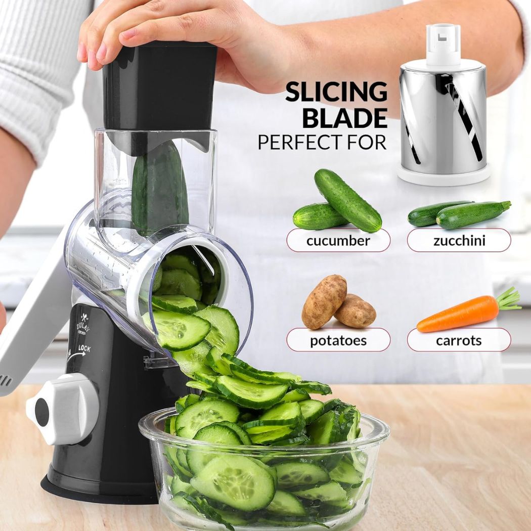 Cheese Grater Hand Crank with 3 Replaceable Blades