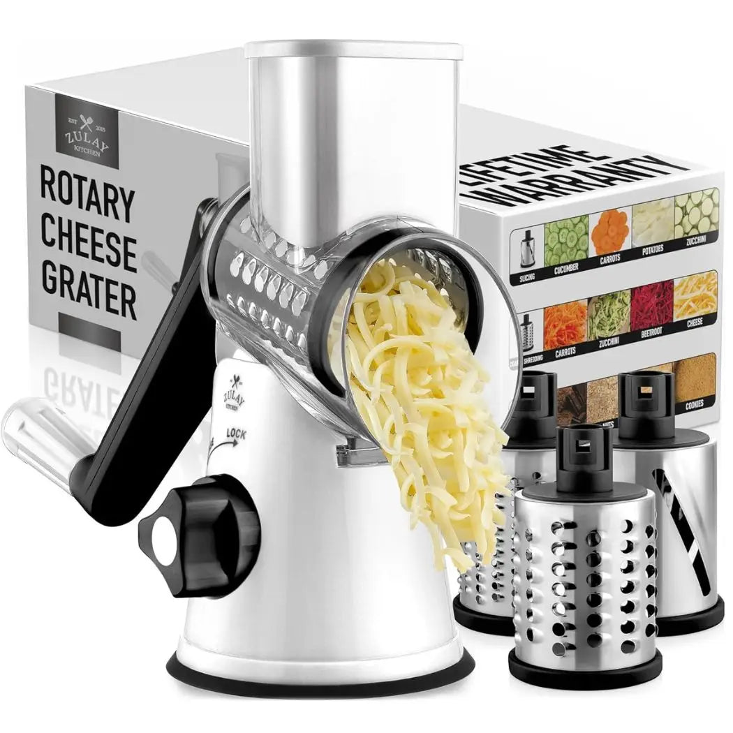 Cheese Grater Hand Crank with 3 Replaceable Blades