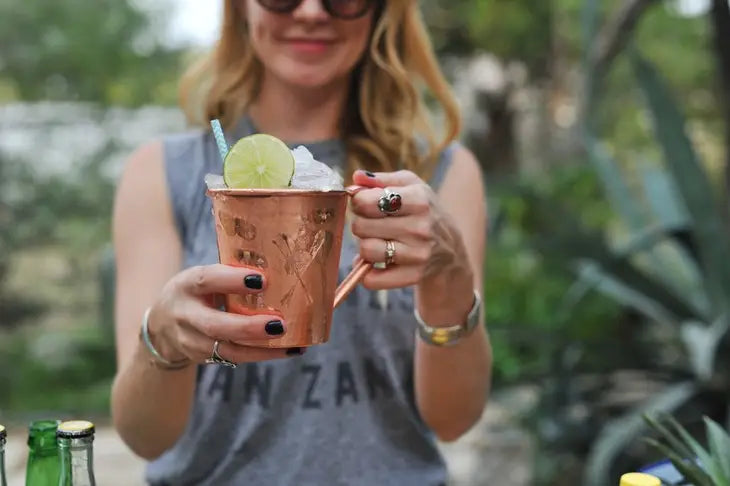 COPPER MOSCOW MULE MUGS w/ COPPER HANDLE