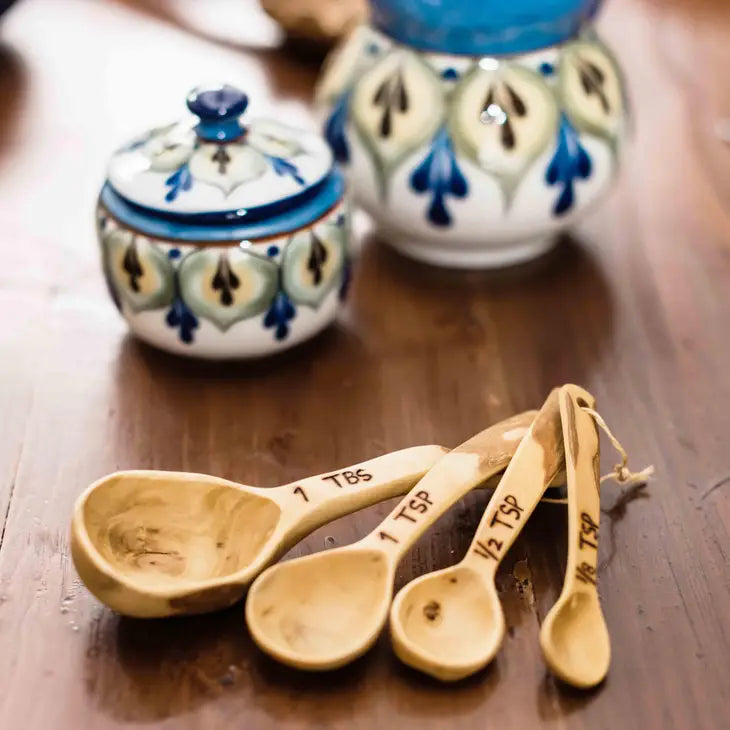 HAND CARVED WOOD MEASURING TEASPOONS