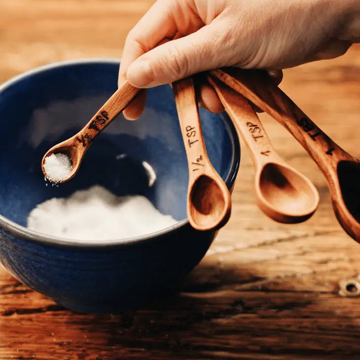 HAND CARVED WOOD MEASURING TEASPOONS
