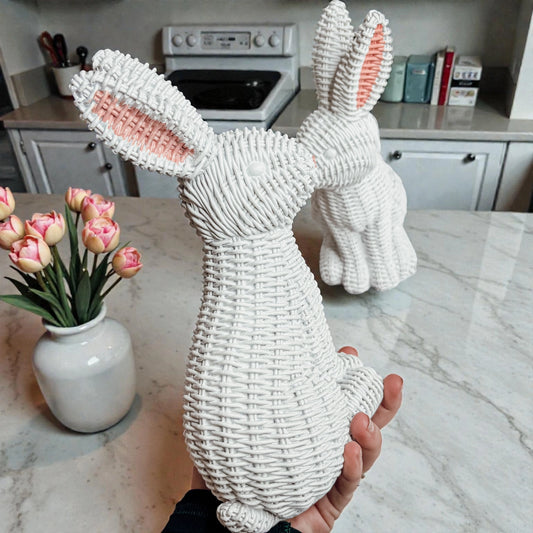 Rabbit Statue Wicker Weave Bunnies