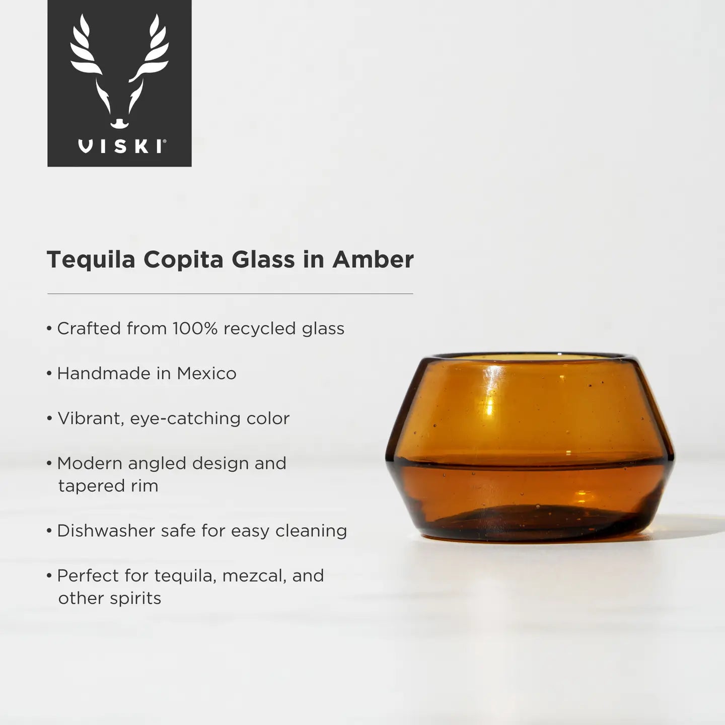 VISKI--Tequila Copita Handmade Recycled Glass