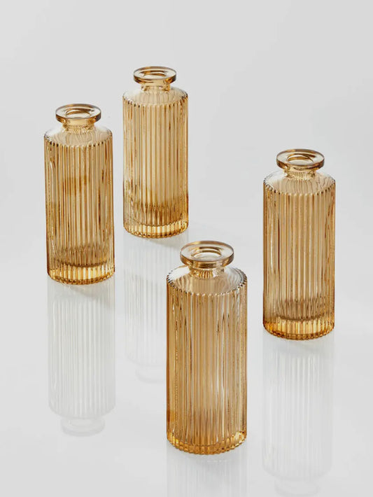 AMBER PLEATED GLASS BOTTLE