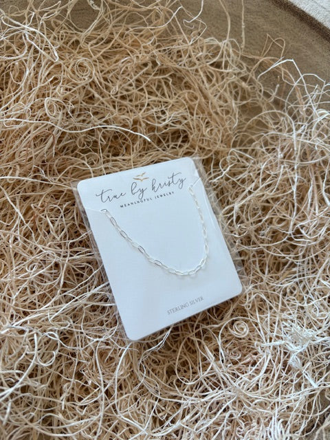 Dainty Paperclip Chain Necklace Sterling Silver