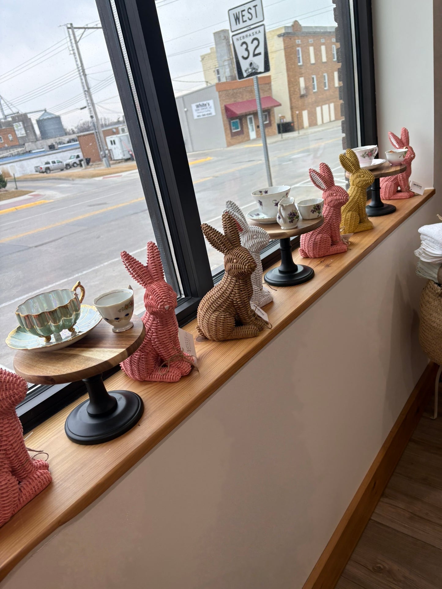 Rabbit Statue Wicker Weave Bunnies