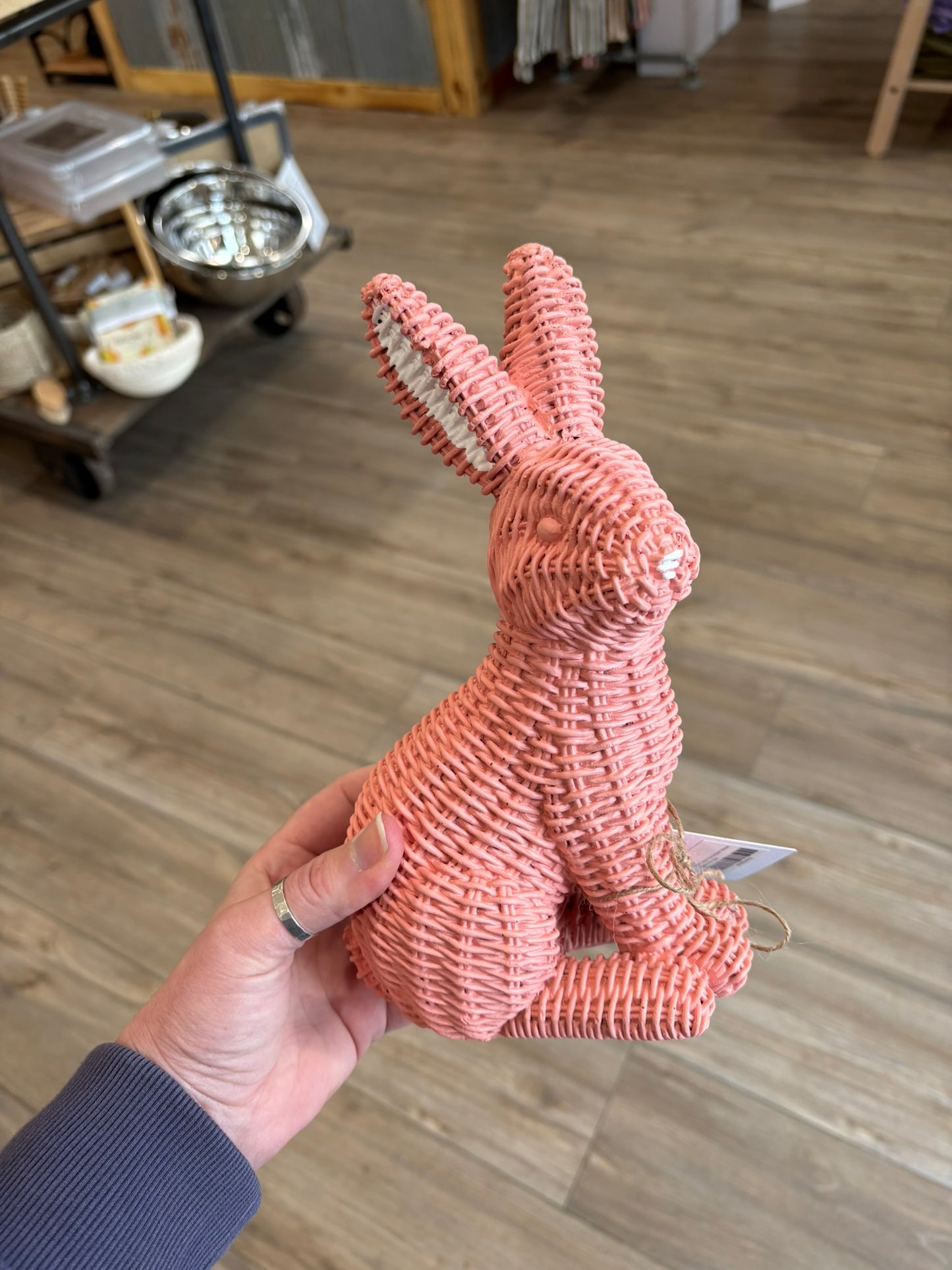 Rabbit Statue Wicker Weave Bunnies