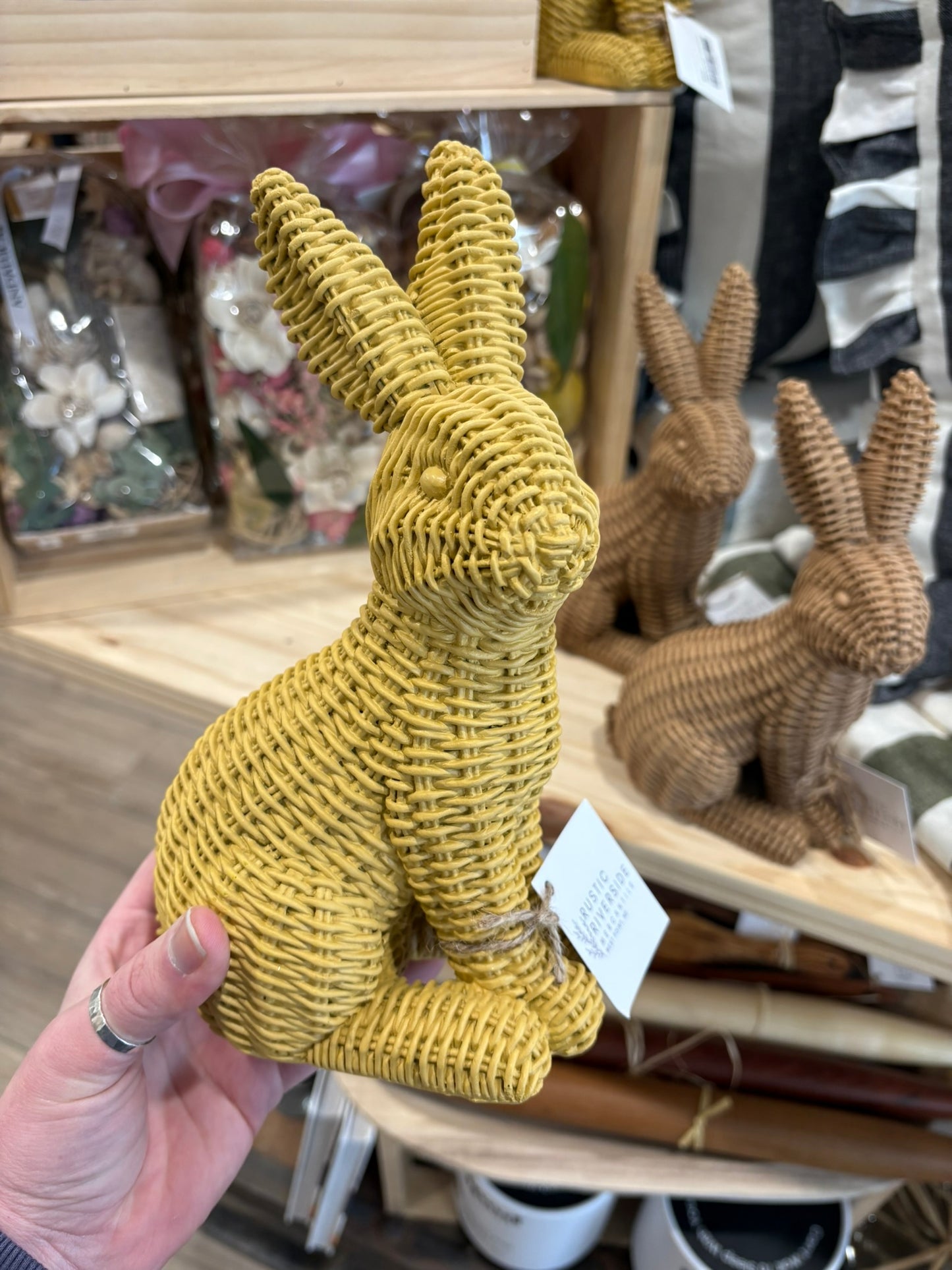 Rabbit Statue Wicker Weave Bunnies