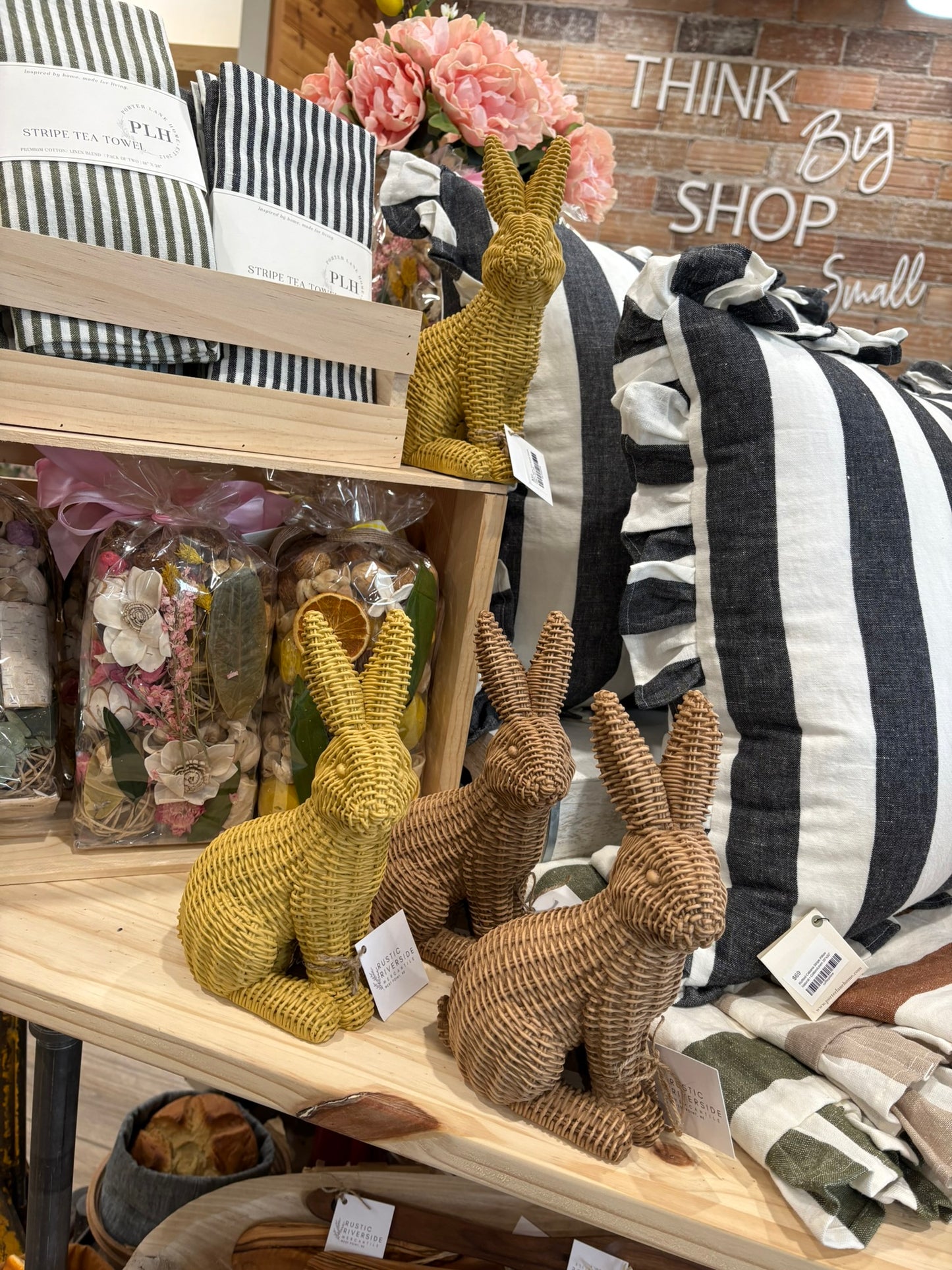 Rabbit Statue Wicker Weave Bunnies