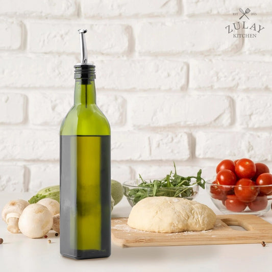 OLIVE OIL DISPENSER GLASS BOTTLE 16.9 oz with Accessories